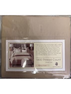 Soft ThreadLux | Beige Bed Sheets | Size King | NIB | 1116